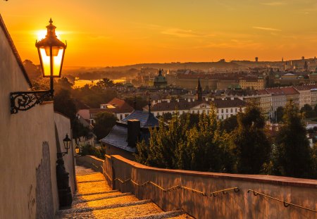 Prague at Sunset - city, czech rep, buildings, old