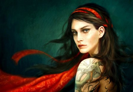 dragon tattoo - animation, fantasy, people, beautiful, photography, entertainment, other