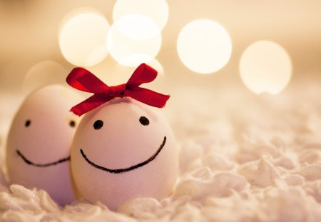 Just SMILE :) - eggs, smile, forever, red, bow, faces, couple, love