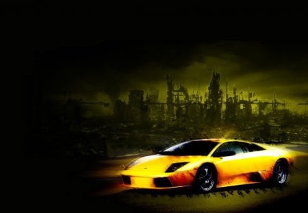 Lamborghini - lamborghini, yellow, car, artwork