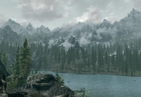 Skyrim: Mountain view - nature, skyrim, landscape, environment, mountains