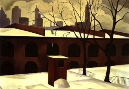 George Copeland Ault - View From Brooklyn - new york, painting, abstract, america