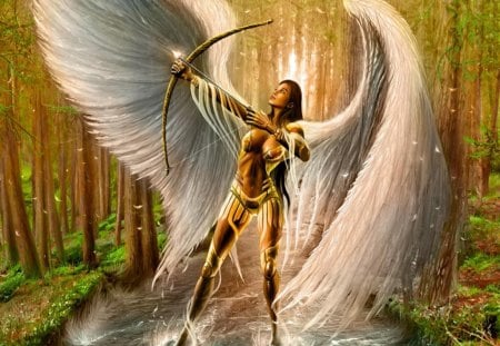 Angel - abstract, fantasy, forest, angel