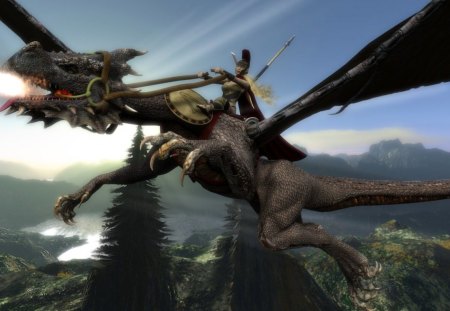 black dragon - warrior, dragon, flying