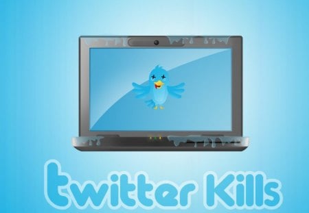 Twitter Kills - dead, blue, twitter, monitor, bird