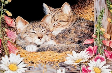 Kittens - kittens, painting