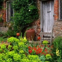 Outside the South Cottage at Sissinghurst Castle Garden in Kent England