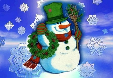 Snowman - abstract, snowman, winter, stars