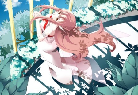 Flowering - asuna, girl, pretty, yuuki, pink, sword art online