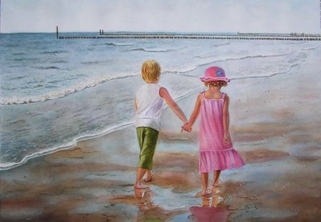 FOLLOW ME - beach, childhood, sea side, kids