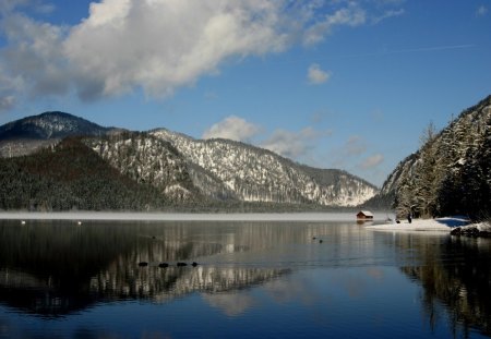 ALM-LAKE  AUSTRIA - austria, lake, mountains, snow