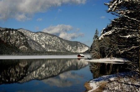 ALM-LAKE  AUSTRIA - snow, lake, austria, mountains