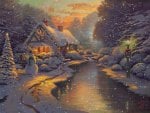 Christmas landscape with a cottage