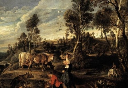 Peter Paul Rubens - Farm at Laken - dutch, painting, nineteenth century, landscape