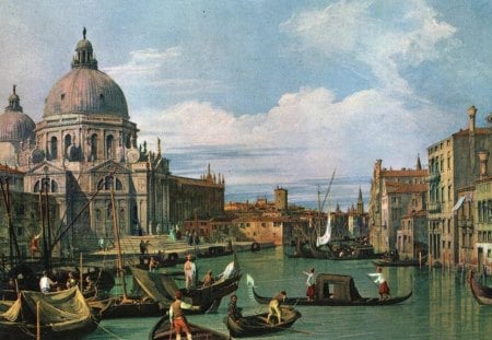 Canaletto - The Grand Canal at the Salute Church - eighteenth century, venice, painting, landscape