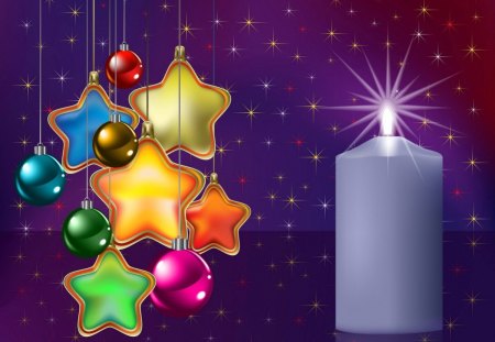 Christmas clipart - pretty, decoration, beautiful, candle, flame, lovely, clipart, stars, christmas, colorful, holiday, new year, nice