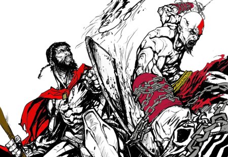 Kratos Vs Leonidas - god of war, kratos, leonidas, spartans, 300