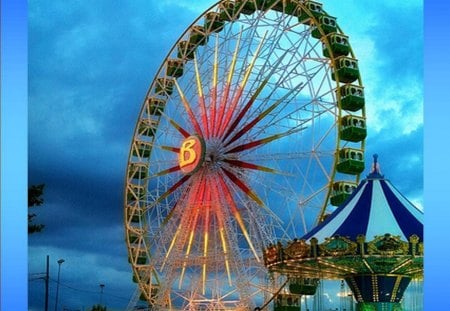 FERRIS WHEEL - ciel, roue, bleu, rouge