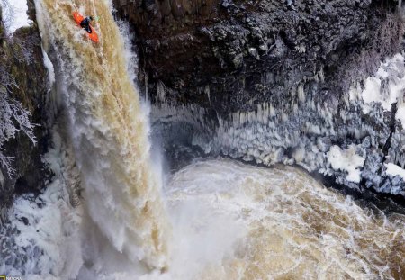 over the falls - nature, mountain, outdoors, waterfall