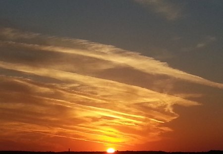 Sunset - clouds, skyline, cloud, sun, sky