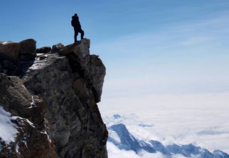 The Ultimate View - view, sky, mountain, clouds, man