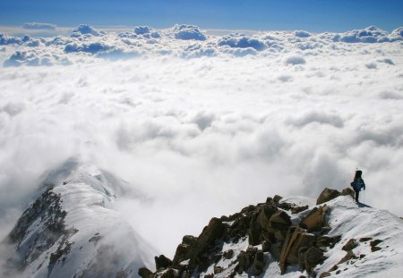 Beautiful View - clouds, winter, blue, beautiful, snow, nature, view, mountains, sky