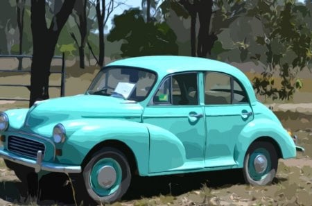 Morris Minor - car, blue, photography, morris minor