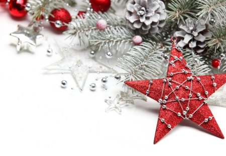 *Red Star Decoration* - pearls, season, love, new year, xmas, strass, winter, gold, silver, bow, merry christmas, red, snow, ribbon, decoration