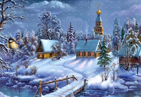 Christmas Scene - house, christmas, snow, winter