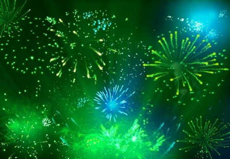 Christmas Fireworks - stars, magic, green, fireworks, christmas