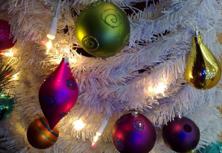 Colorful Globes - white, globes, beautiful, christmas, colorful