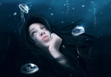 My mermaid dream - artistic, women, under water, hair, jelly wish