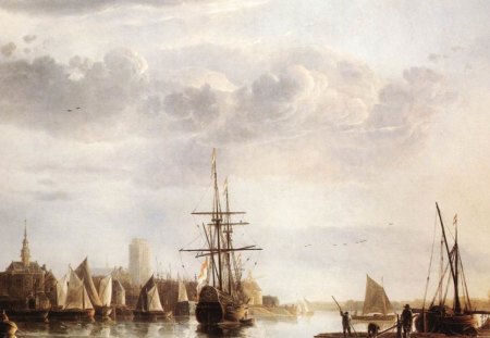 Aelbert Cuyp - View from Dordrecht - dutch, seventeenth century, seascape, painting