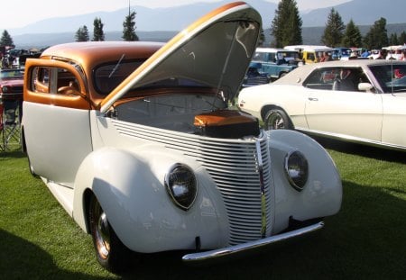 1941 Ford - Ford, white, beige, headlights, photography, gold