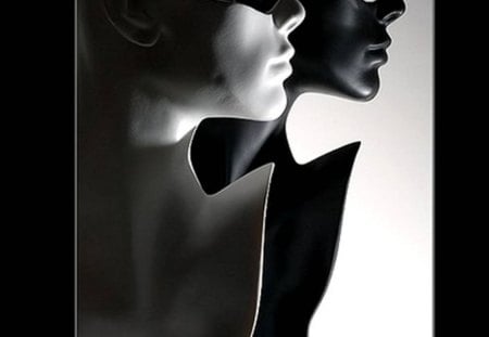 TOGETHER - profil, blanc, noir, visage