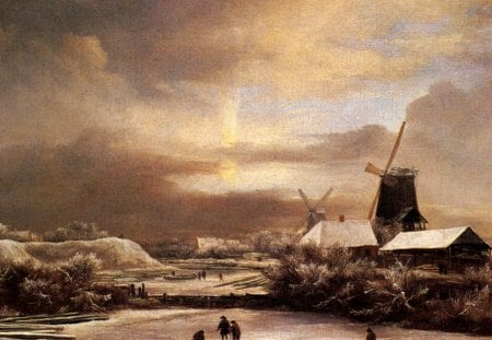 Jacob Issaksz van Ruisdael - Winter Landscape - painting, seventeenth century, landscape, dutch