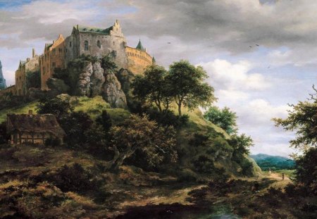 Jacob Isaacksz van Ruisdael - View of Bentheim Castle from the North-WestJacob Isaacksz van Ruisdael - View of Bentheim Castle from the North-West - dutch, landscape, seventeenth century, painting