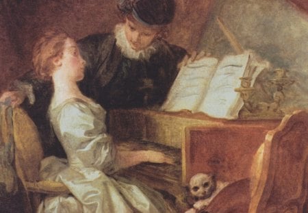 Fragonard - The Music Lesson - painting, eighteenth century, interior, france