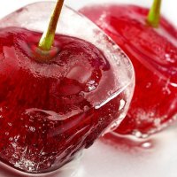 Cherry in ice cubes