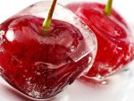 Cherry in ice cubes