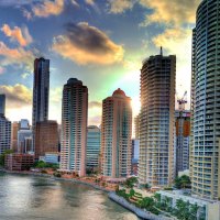 skyscrapers, buildings, clouds, city