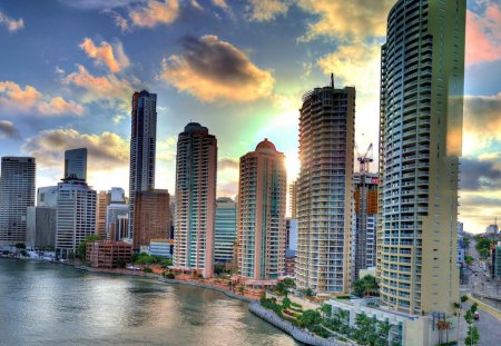 skyscrapers, buildings, clouds, city - city, buildings, skyscrapers, clouds