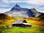 house in the mountains in autumn