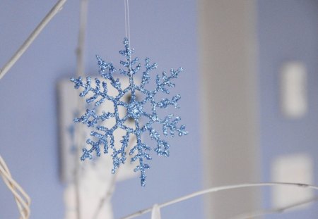 à¹‘â™¥à¹‘ Gently snowflake à¹‘â™¥à¹‘ - delicate, soft blue, beautiful, holidays, love, christmas, pastel color, season, forever, decoration, christmas tree, lovely, tree