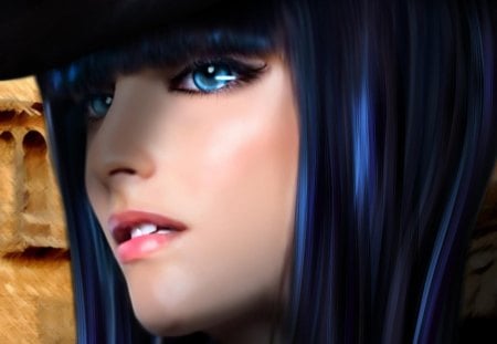 Nico Robin - one piece, hat, female, blue eyes, robin nico, robin, blue hair, nico robin, anime