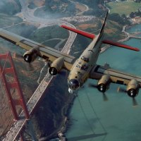 B-17 over Golden Gate Bridge