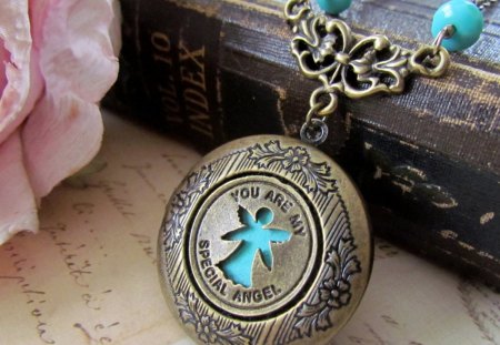 ๑♥๑ Turquoise Angel ๑♥๑ - forever, beautiful, fashion, present, angel, entertainment, lovely, love, pink, old book, precious, christmas, necklace, rose, turquoise, antique