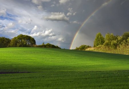 Rainbow and the rain clouds - entertainment, rainbow, nature, sky