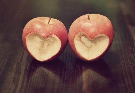 Love Apples - love, abstract, heart, fruits, photography, beautiful, apples