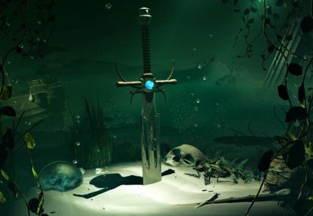 The Lost Sword - cg, sword, cool, water, weapon